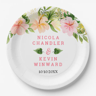 Tropical Jungle Floral Wedding Paper Plate