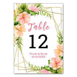 Tropical Jungle Floral Wedding Table Number