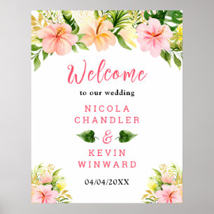 Tropical Jungle Floral Wedding Welcome Sign