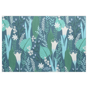 Tropical jungle flowers and leaves pattern fabric