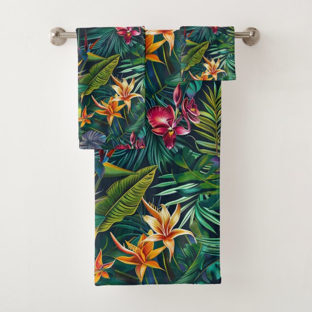 Tropical Jungle Flowers  Bath Towel Set (Insitu)