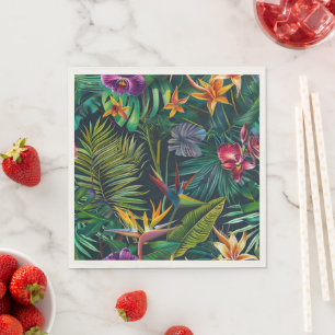 Tropical Jungle Flowers Paper  Napkin