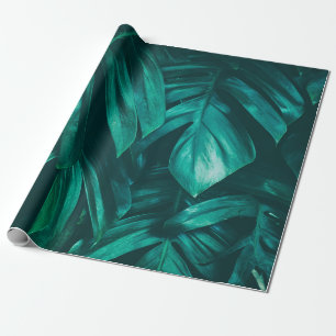 tropical jungle foliage,dark green leaf nature bac wrapping paper