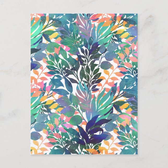 Tropical Jungle Foliage Watercolor Greenery Holiday Postcard (Front)