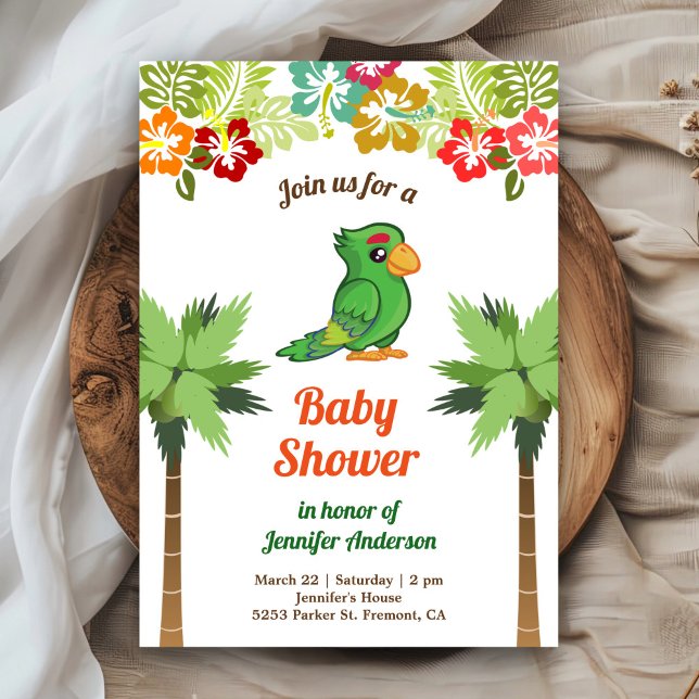 Tropical Jungle Forest Parrot Baby Shower Invitation (Creator Uploaded)