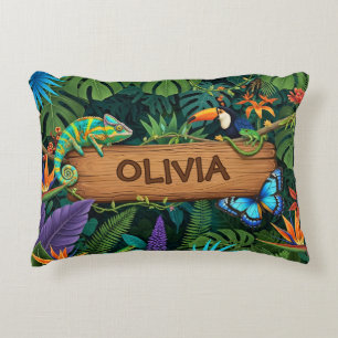 Tropical Jungle Forest Safari Accent Pillow
