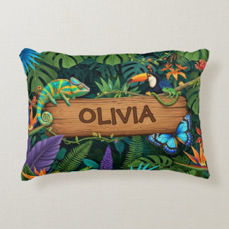 Tropical Jungle Forest Safari Accent Pillow