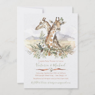 Tropical Jungle Giraffe Baby Shower invitations