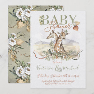 Tropical Jungle Giraffe Bébé invitations douche