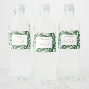 Tropical Jungle Greenery Bridal Shower Party Water Bottle Label