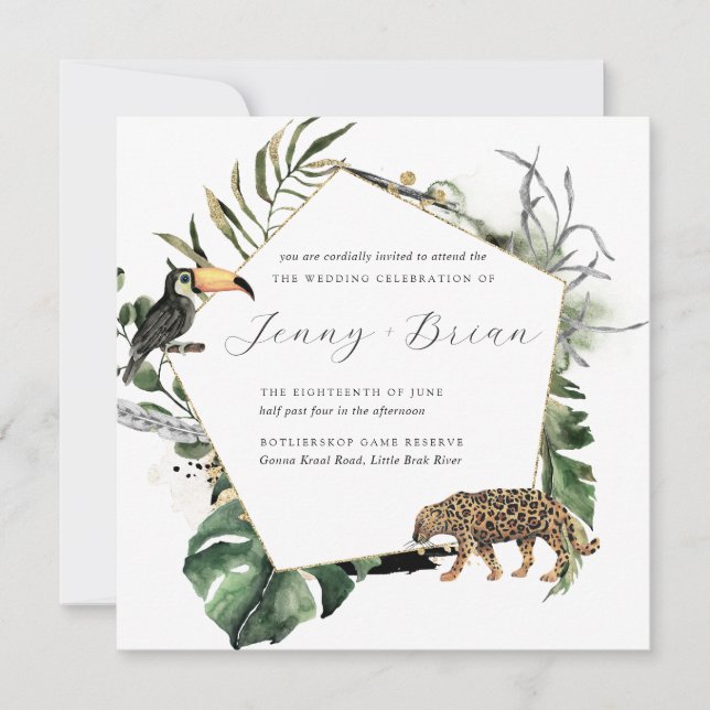 Tropical Jungle Greenery Wedding Invitation (Front)