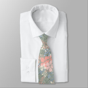 Tropical Jungle Hibiscus Animal Print -Sage Tie