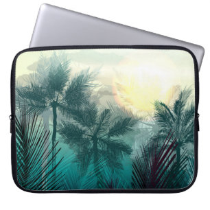Tropical jungle landscape with palm trees and leaf laptop sleeve
