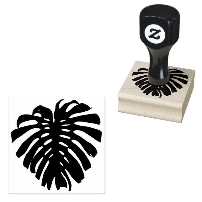 Tropical Jungle Leaf Silhouette Rubber Stamp (Stamped)