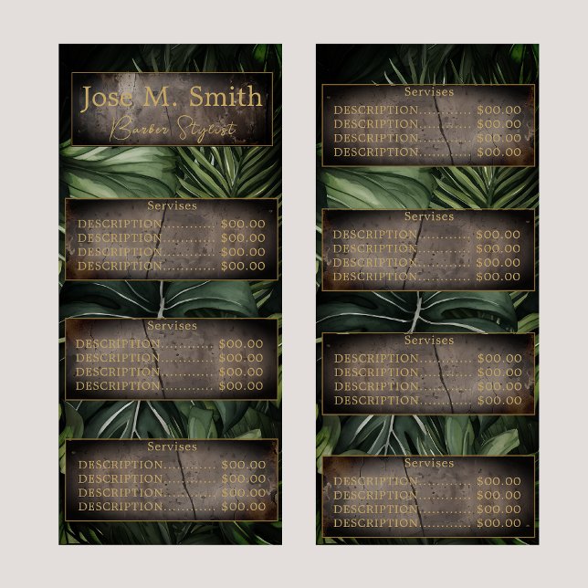 Tropical Jungle Leather Luxury Elegant Barber  Rack Card (Creator Uploaded)