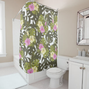 Tropical Jungle Leaves and Hibiscus Pattern