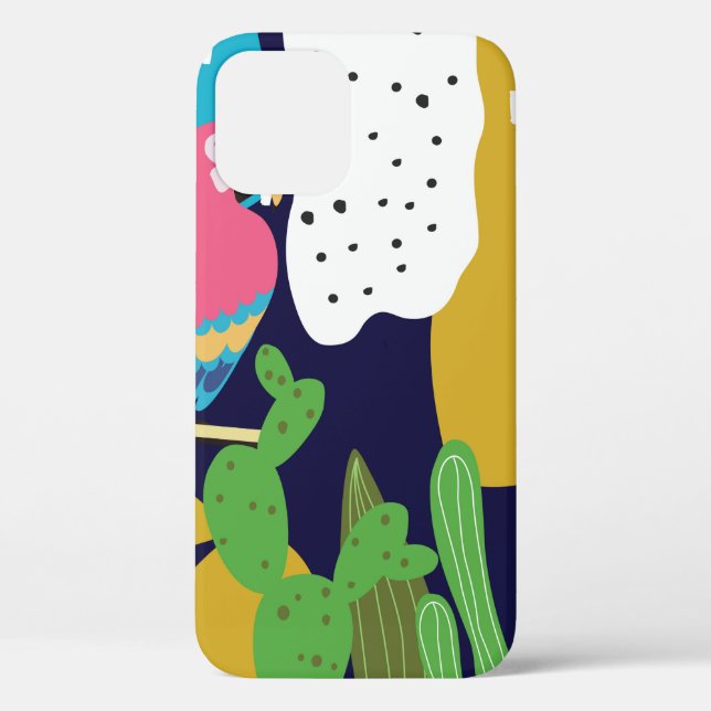 Tropical jungle leaves background with parrots. Su Case-Mate iPhone Case (Back)