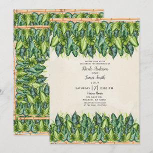 Tropical Jungle Leaves & Bamboo Botanical Wedding Invitation