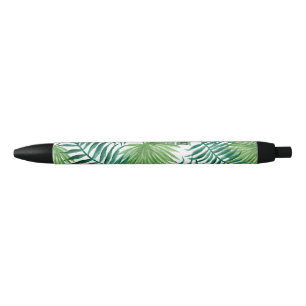 Tropical Jungle Leaves Black Ink Pen