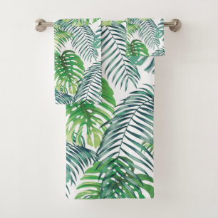 Tropical Jungle Leaves Botanical Bath Towel Set