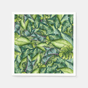 Tropical Jungle Leaves Botanical Birthday Party Napkin