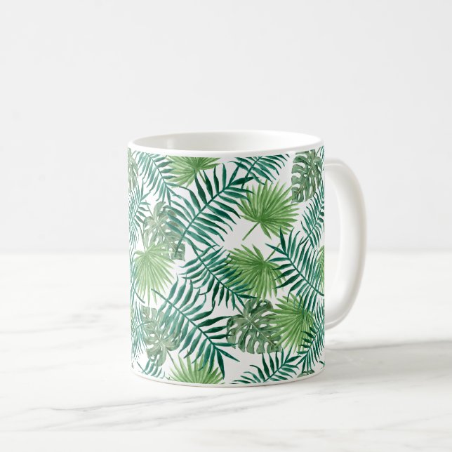 Tropical Jungle Leaves Coffee Mug (Front Right)