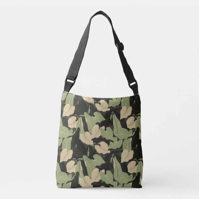 Tropical Jungle Leaves Crossbody Bag (Front)