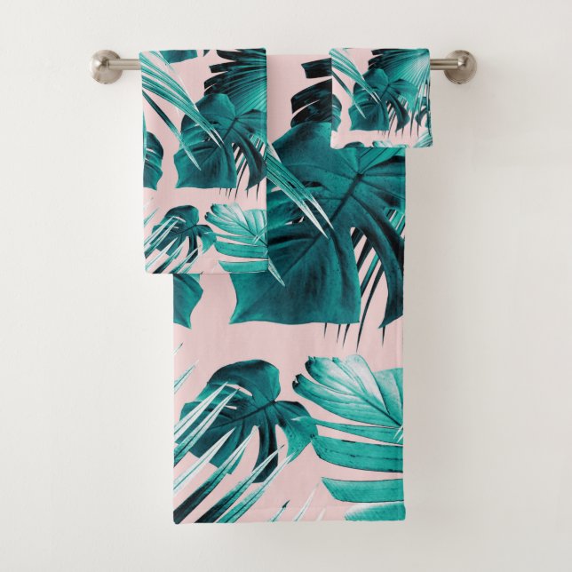 Tropical Jungle Leaves Dream #4 Bath Towel Set (Insitu)