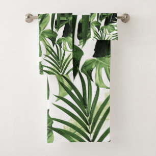 Tropical Jungle Leaves Pattern #12 Bath Towel Set