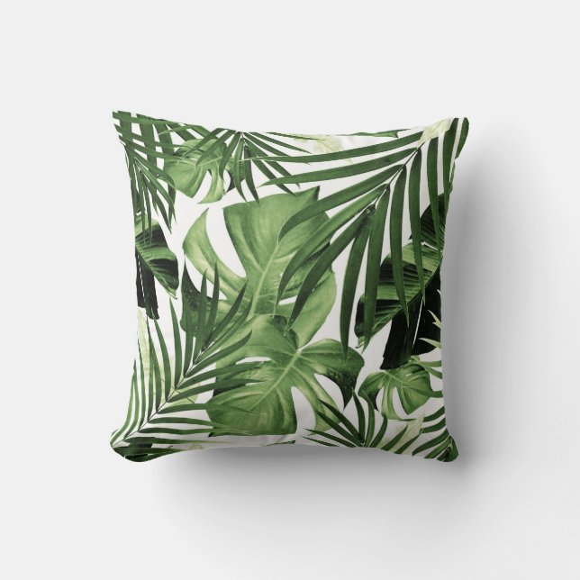 Tropical Jungle Leaves Pattern #12 Throw Pillow (Front)