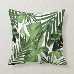 Tropical Jungle Leaves Pattern #12 Throw Pillow
