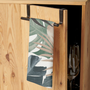 Tropical Jungle Leaves Pattern #13 (Fall Colours) Kitchen Towel