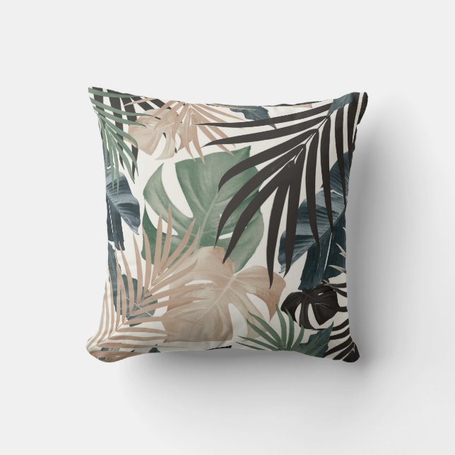 Tropical Jungle Leaves Pattern #13 (Fall Colours) Throw Pillow (Front)