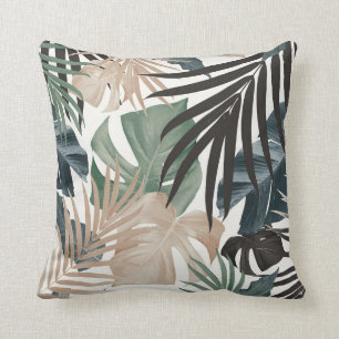 Tropical Jungle Leaves Pattern #13 (Fall Colours) Throw Pillow