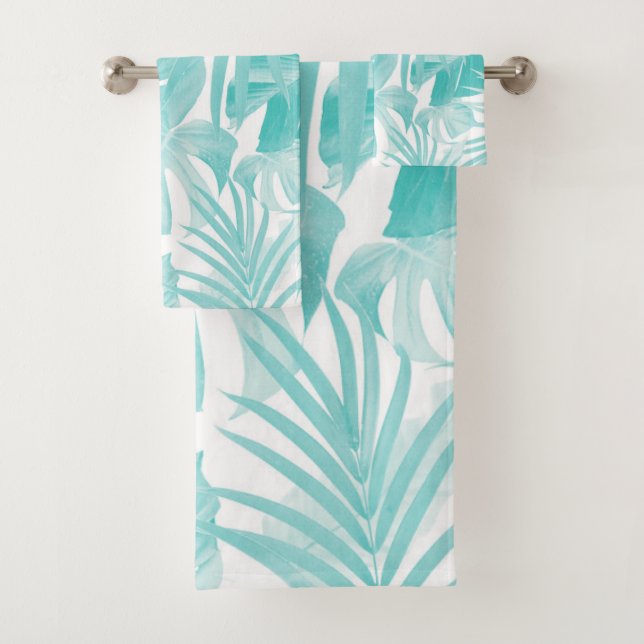 Tropical Jungle Leaves Pattern #15 #tropical #art  Bath Towel Set (Insitu)
