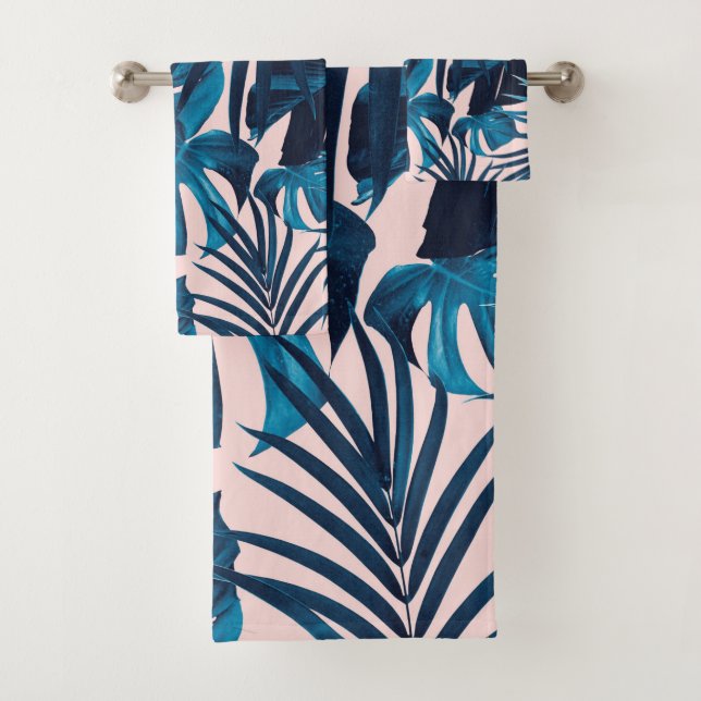 Tropical Jungle Leaves Pattern #6 #tropical  Bath Towel Set (Insitu)
