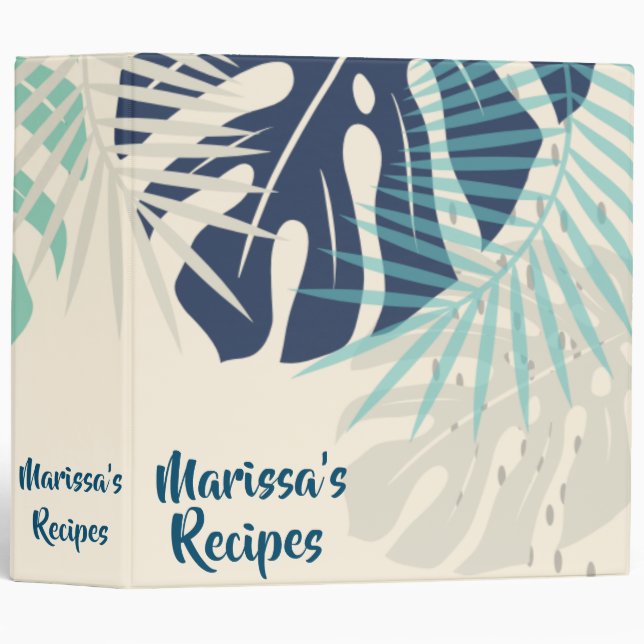 Tropical Jungle Leaves Recipe Kitchen Organizer Binder (Front/Spine)