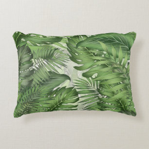 Tropical jungle leaves: seamless floral background accent pillow