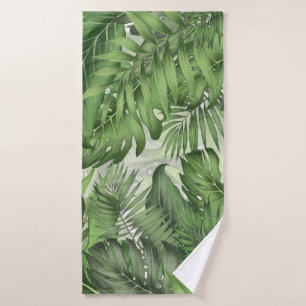 Tropical jungle leaves: seamless floral background bath towel