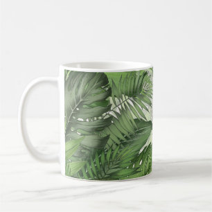 Tropical jungle leaves: seamless floral background coffee mug