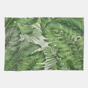 Tropical jungle leaves: seamless floral background kitchen towel