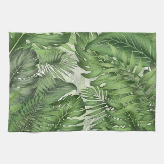 Tropical jungle leaves: seamless floral background kitchen towel