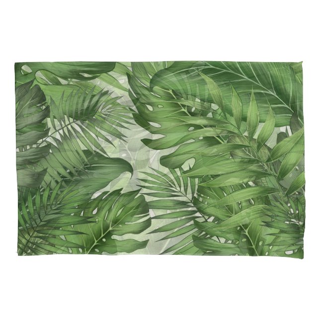 Tropical jungle leaves: seamless floral background pillowcase (Front)