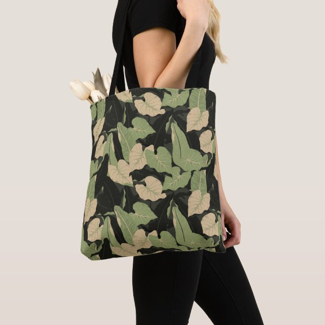 Tropical Jungle Leaves Tote Bag (Close Up)