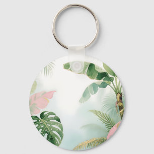 Tropical Jungle Leaves Watercolor Keychain