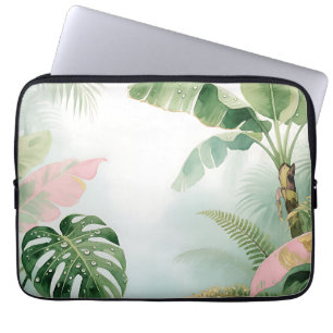 Tropical Jungle Leaves Watercolor Laptop Sleeve