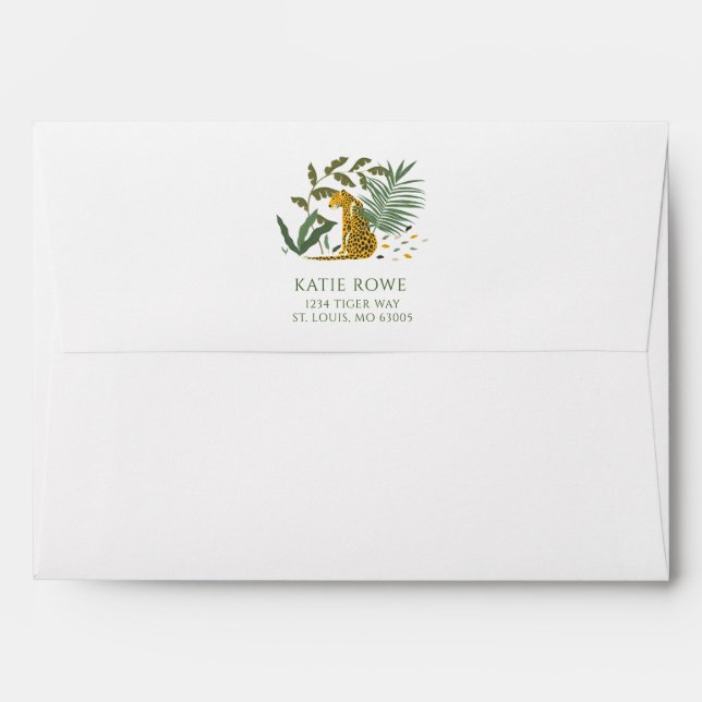Tropical Jungle Leopard Return Address Envelope (Back (Top Flap))