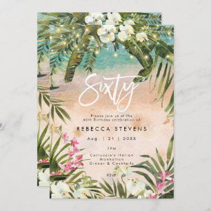 tropical jungle lights 60 sixty birthday invitation