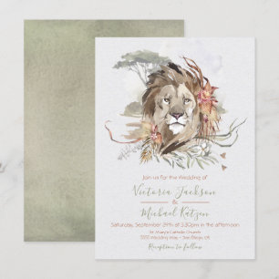 Tropical Jungle Lion Wedding invitations