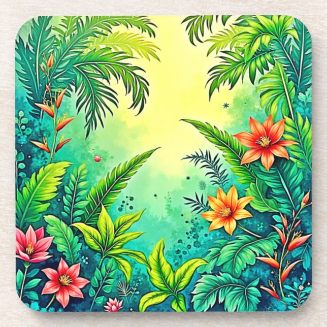 Tropical Jungle Lush Paradise Design Coaster (Front)